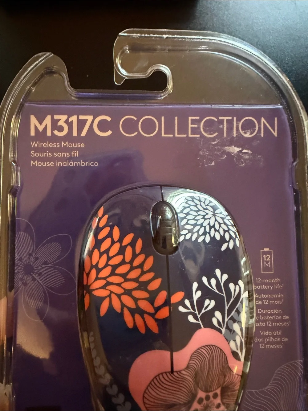 New logitech M317C Design Collection Wireless Mouse Forest Floral Pink Orange